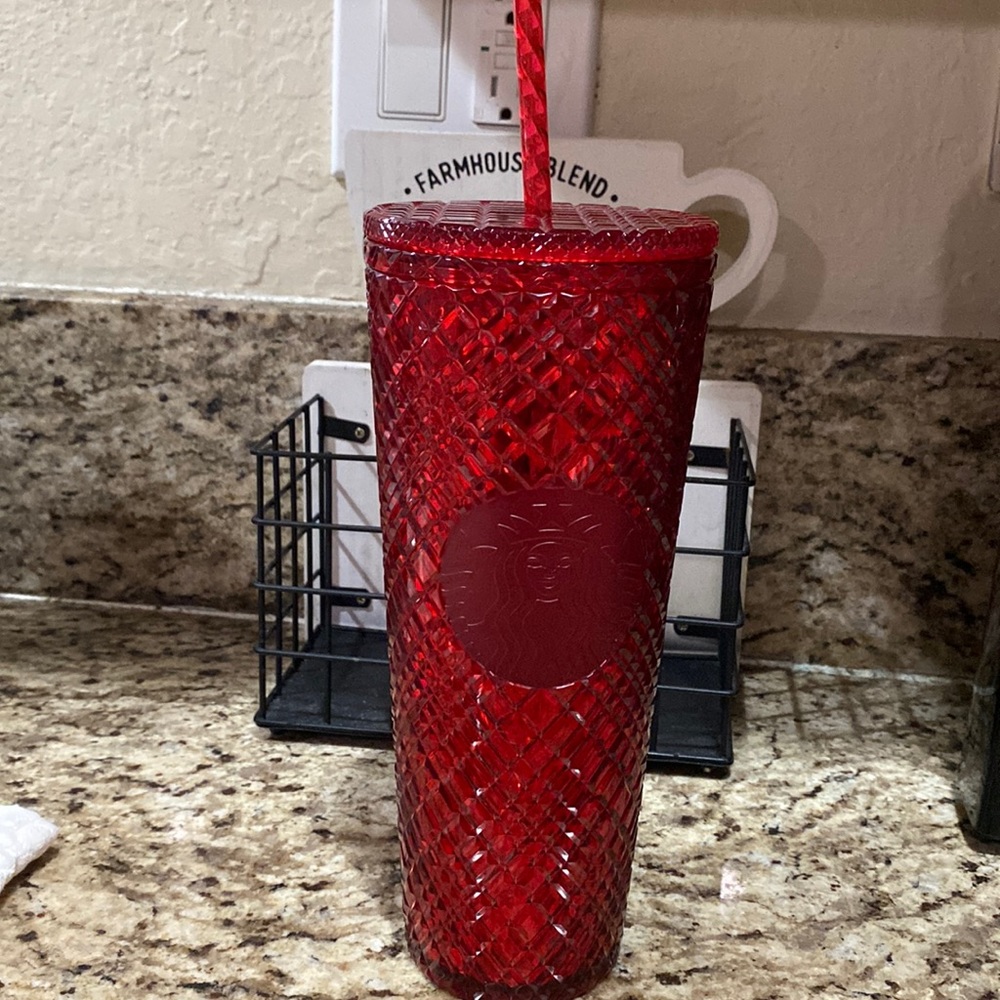 Starbucks Christmas 2021 RED Jeweled 24oz Holiday Tumbler (Cold Cup): NEW venti